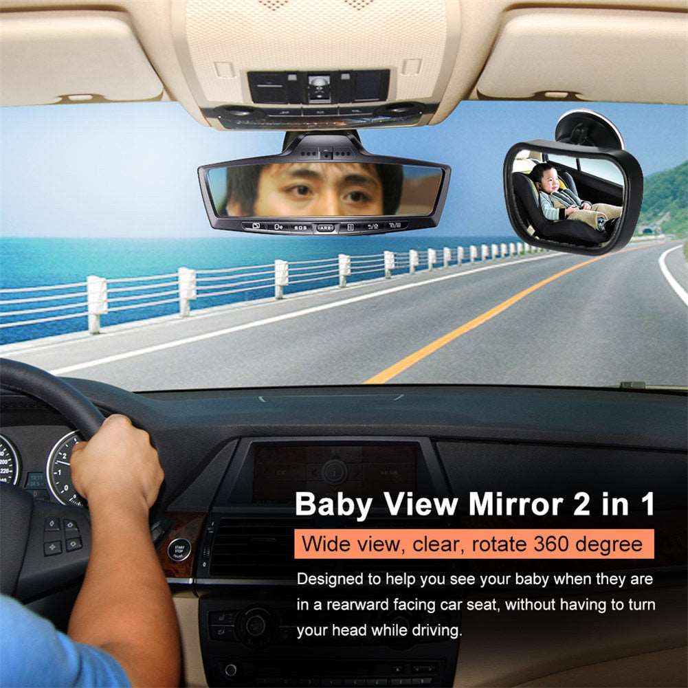 2 in 1 Mini Safety Back Seat Baby View Mirror