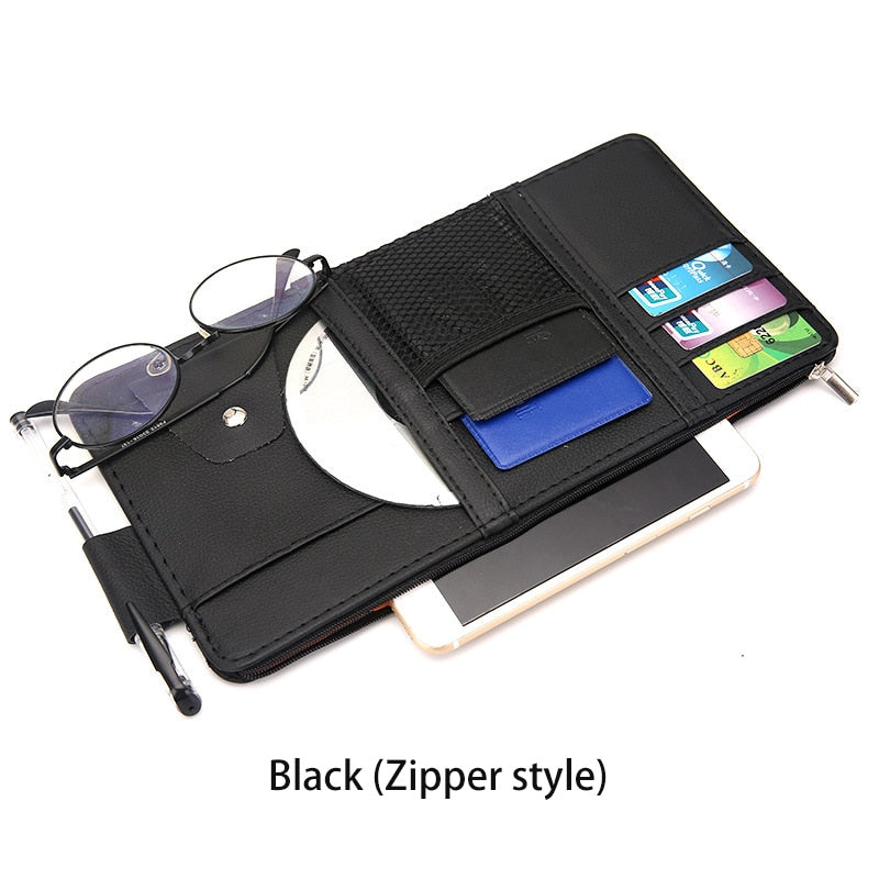 Car sun visor storage
