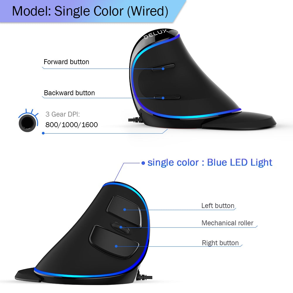 Right handed vertical gaming mouse wired/wireless