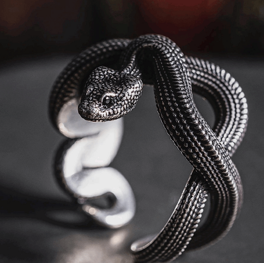 Snake dark punk three dimensional ring