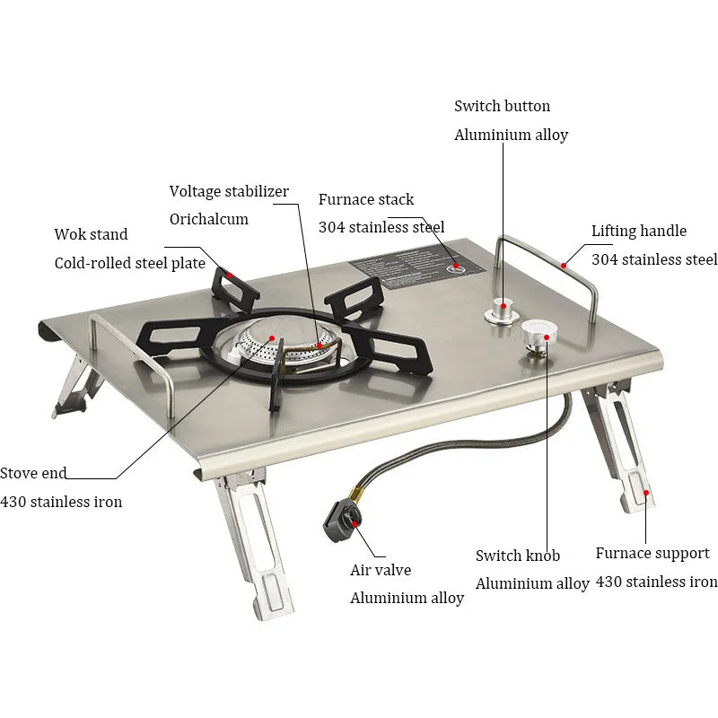 Stainless Steel Portable Camp Stove: 4000W Power