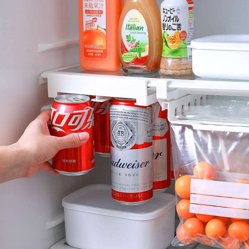 Refrigerator beverage hanging shelf storage rack