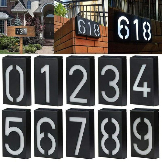 Solar powered house number sign