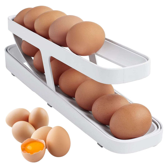 Automatic rolldown egg rack holder