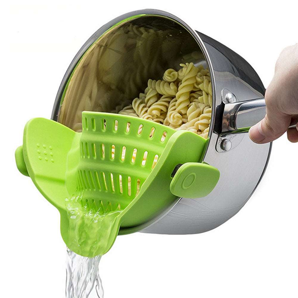 Silicone clip on kitchen strainer