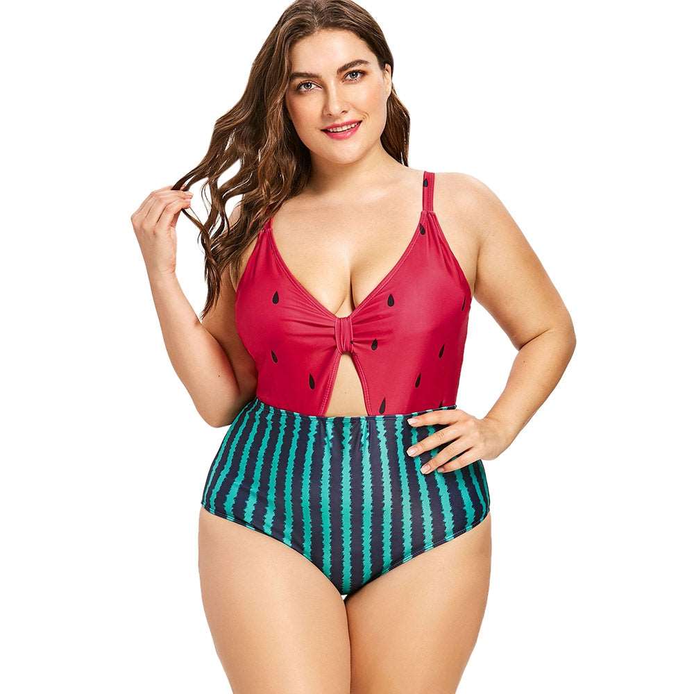 Plus Size Ladies Watermelon One Piece Swimsuit