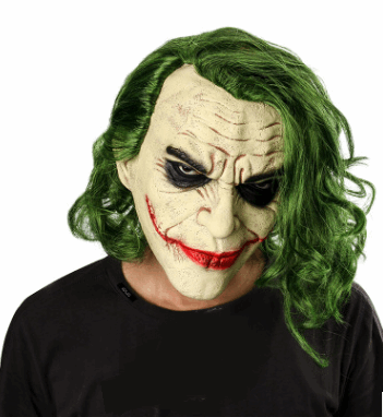 Joker mask with green hair wig