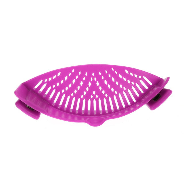 Silicone clip on kitchen strainer