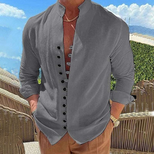 Men's Retro Linen Casual Long Sleeved Shirt