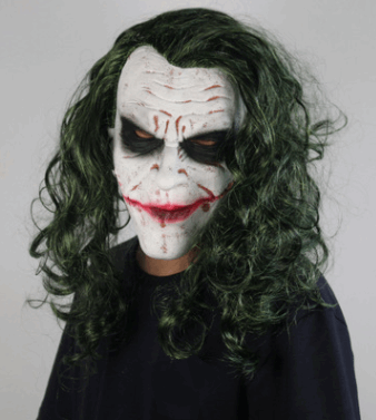 Joker mask with green hair wig