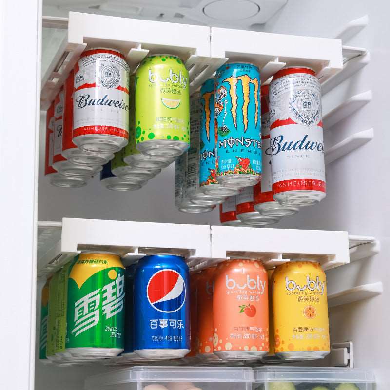 Refrigerator beverage hanging shelf storage rack