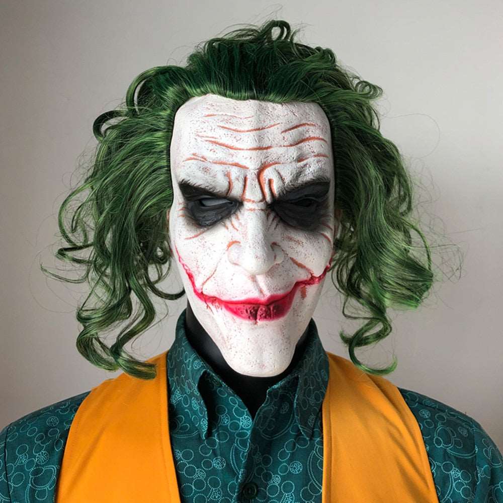 Joker mask with green hair wig