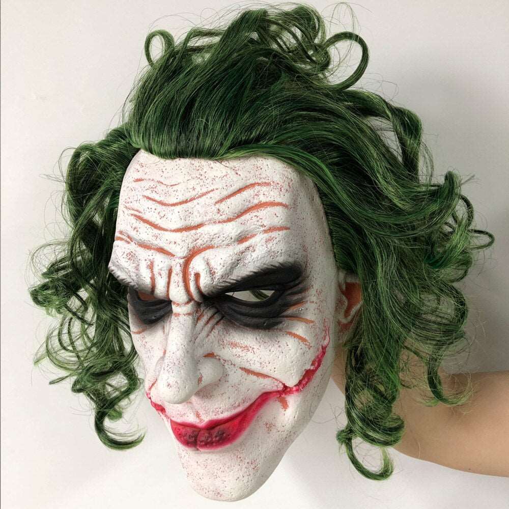 Joker mask with green hair wig